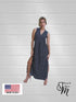 Sheath Silhouette V-Neckline Side Slit Maxi Dress - D052